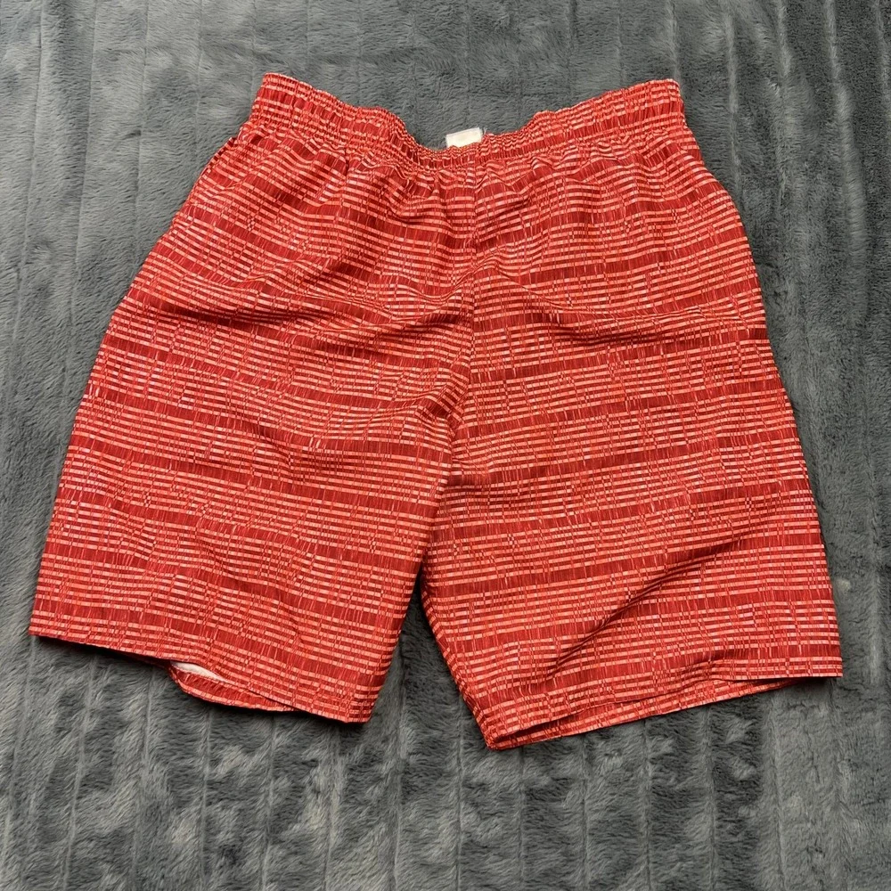 Nike Swim Shorts Mens M Red Striped Mesh Lined Built-In Brief NESS8450